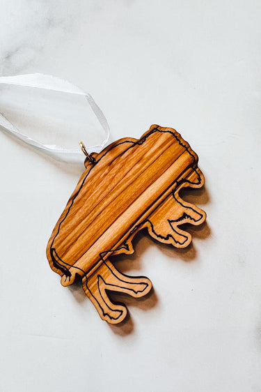 Olive Wood Buffalo Ornament